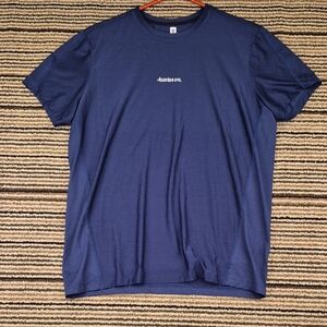 BAMBOO AVE Solid Dark Blue Logo‎ Polyester Blend Mens Medium Athletic T Shirt